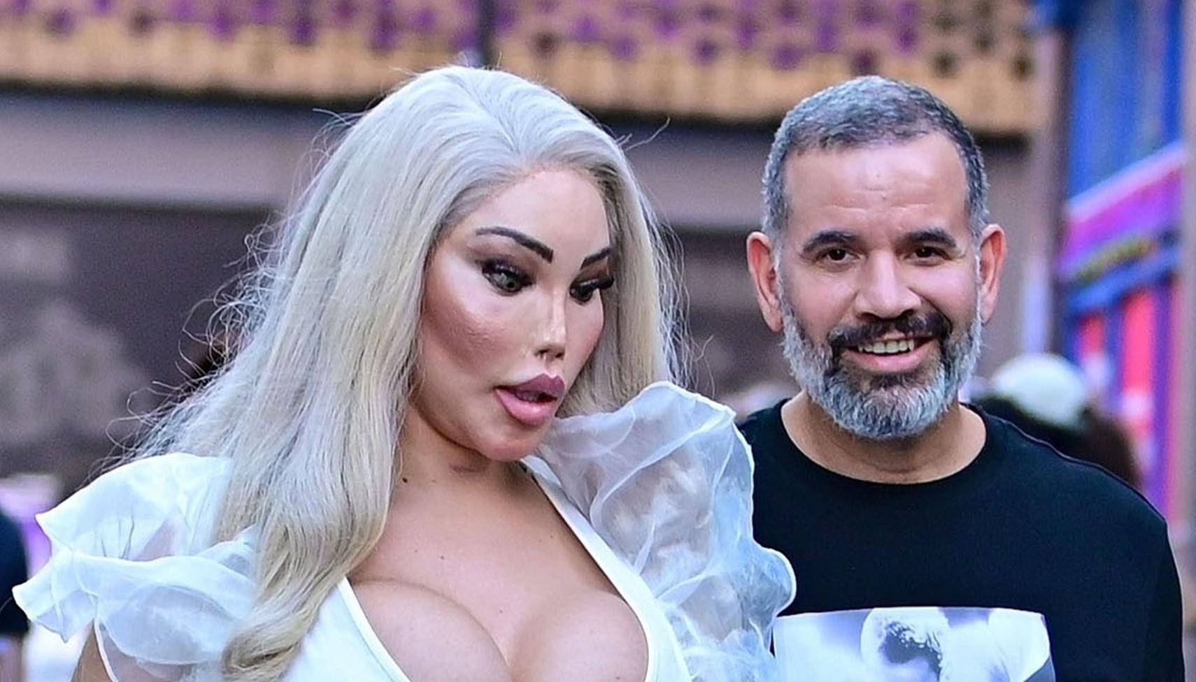 *EXCLUSIVE* Showing off her latest face lift, the Reality Star Jessica Alves showing a whole load of cleavage seen arm in arm with a mystery man in London's Soho.