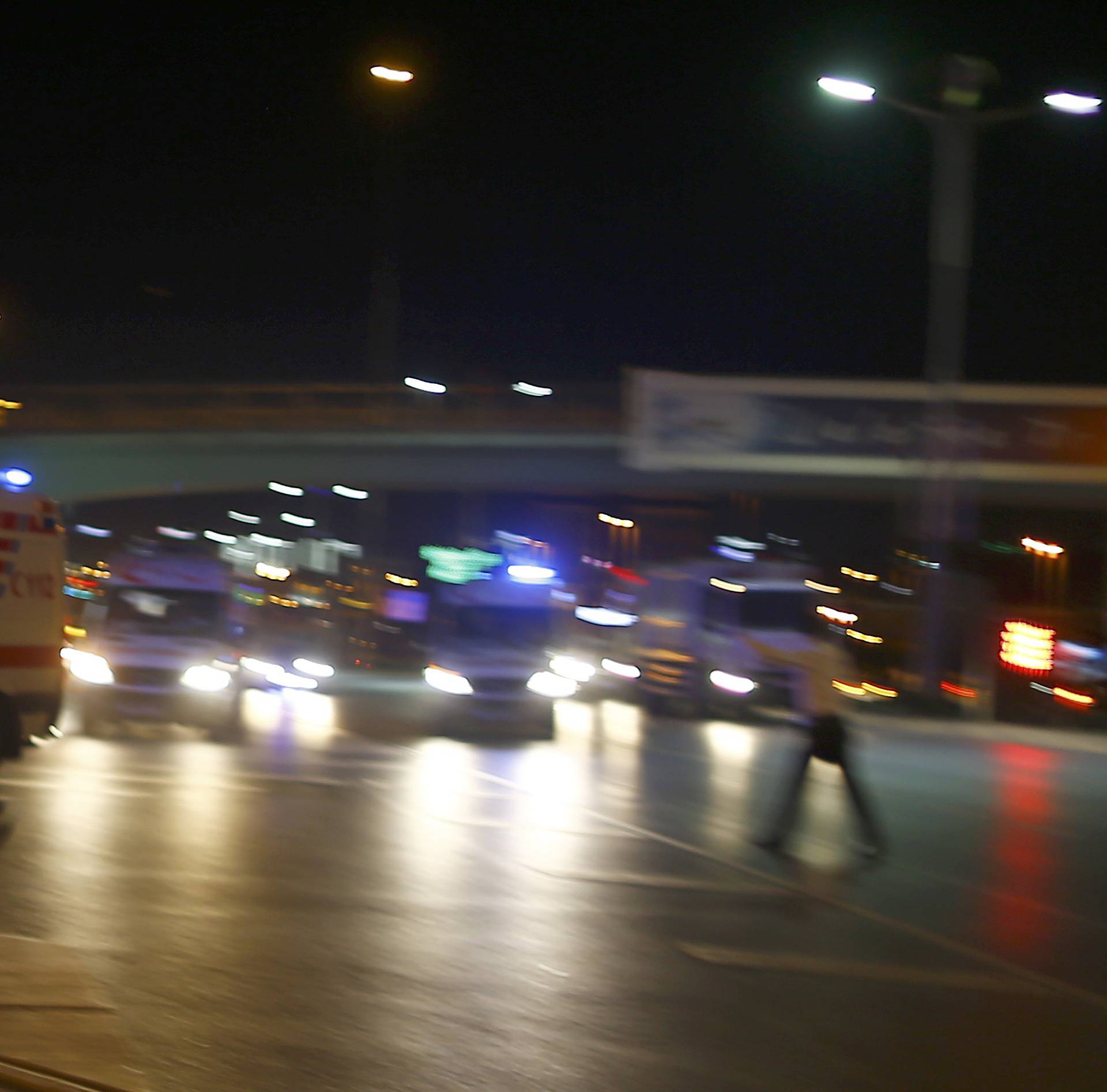 Ambulance cars arrive at Turkey's largest airport, Istanbul Ataturk
