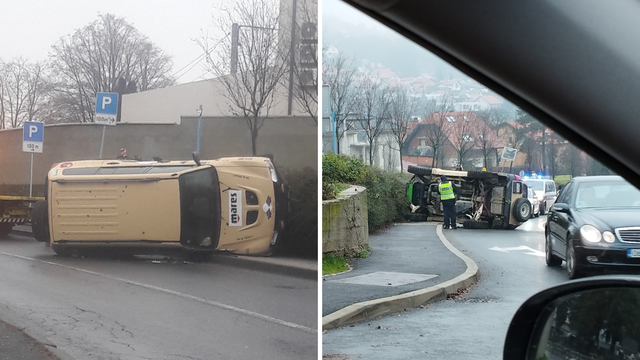 VIDEO Zagreb: Autom izletio s kolnika, prevrnuo se na bok