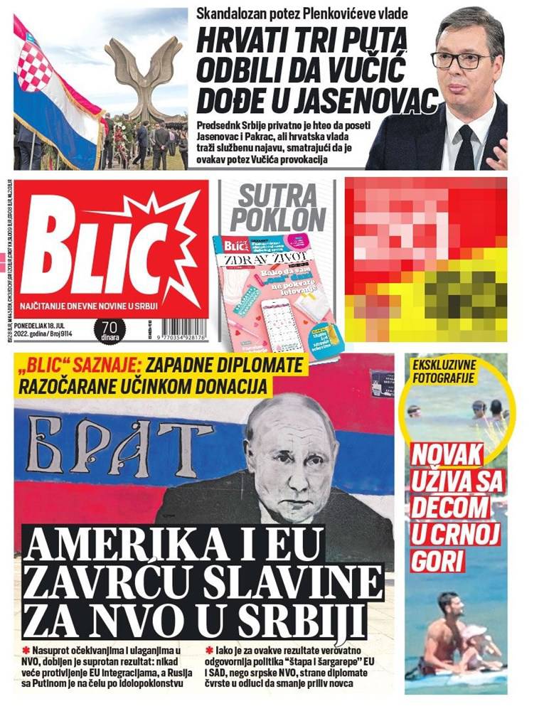 Pogledajte srpske naslovnice nakon što je Hrvatska odbila da Vučić privatno dođe u Jasenovac