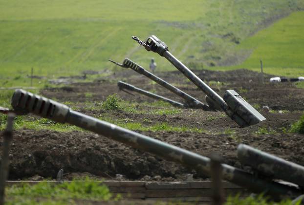 FILE PHOTO: Armenian artillery is seen near Nagorno-Karabakh