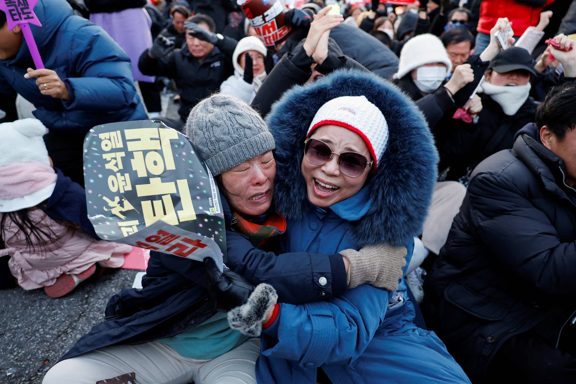 Rally calling for the impeachment of South Korean President Yoon Suk Yeol, who declared martial law, which was reversed hours later, in front of the National Assembly in Seoul