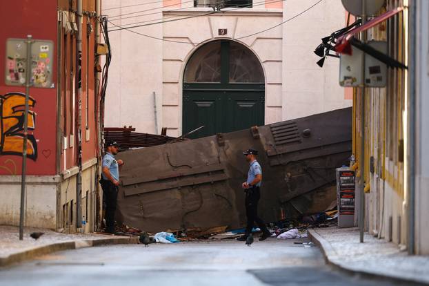 Aftermath of the Gloria Funicular accident in Lisbon