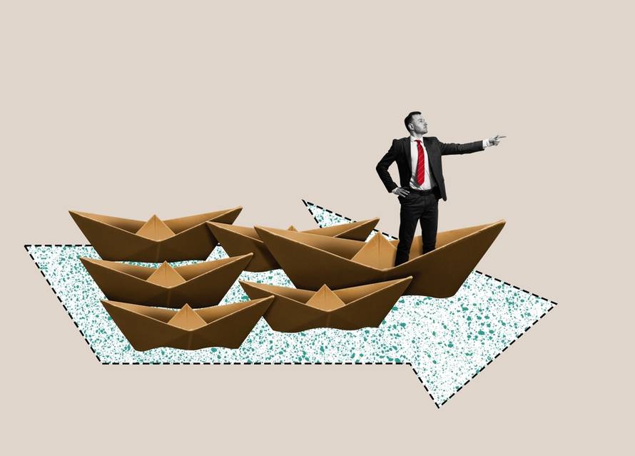 The,Leader,Shows,The,Group,The,Right,Path.,Art,Collage.