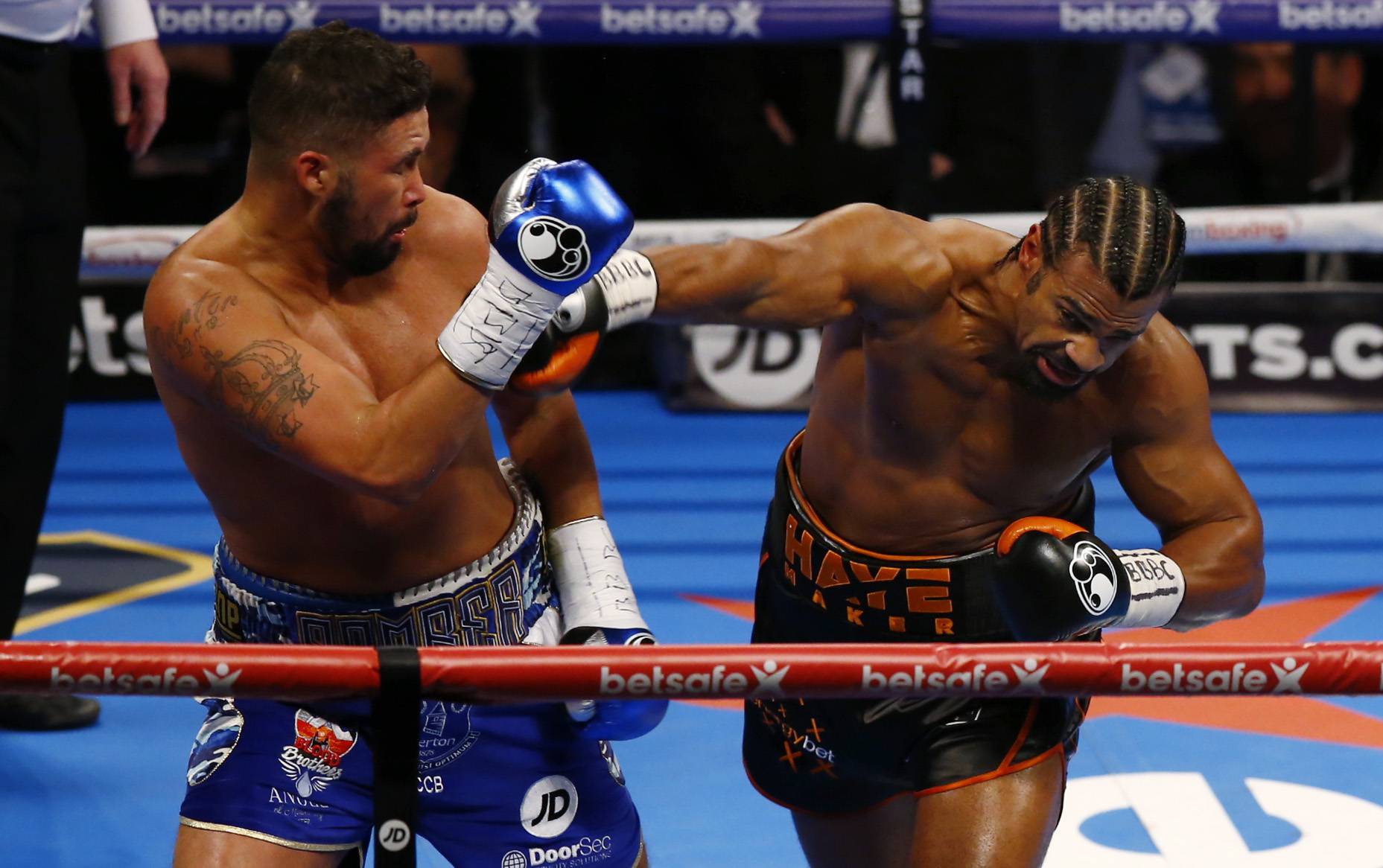 David Haye in action with Tony Bellew