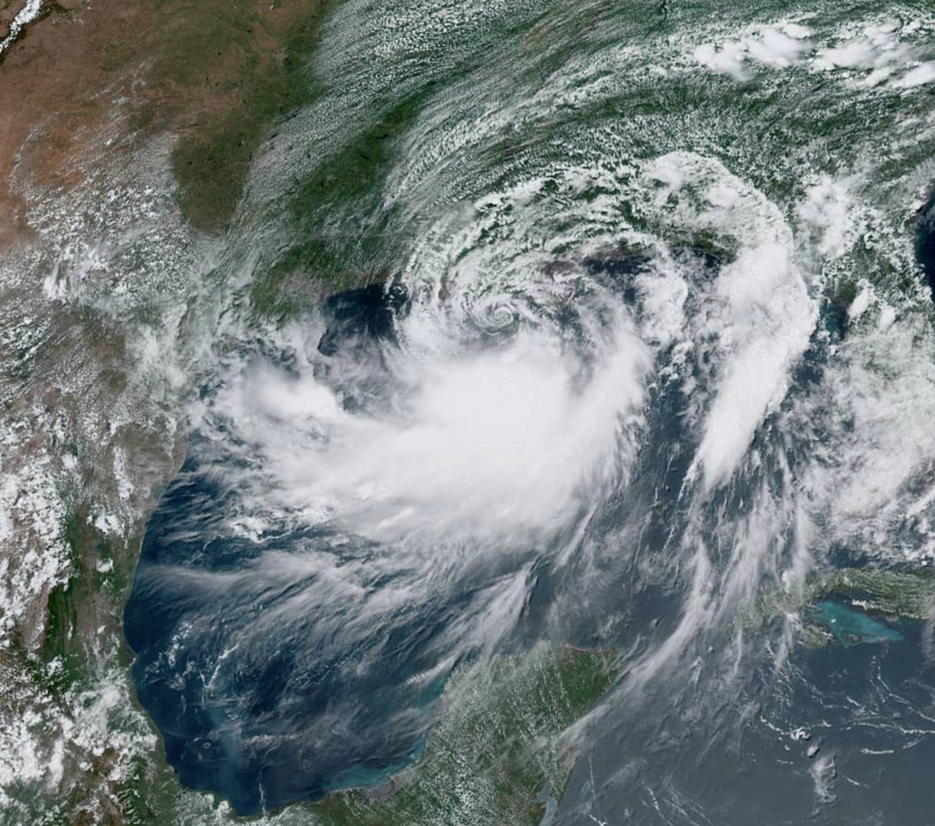 Tropical Storm Barry approaches the coast of Louisiana, U.S. from the Gulf of Mexico