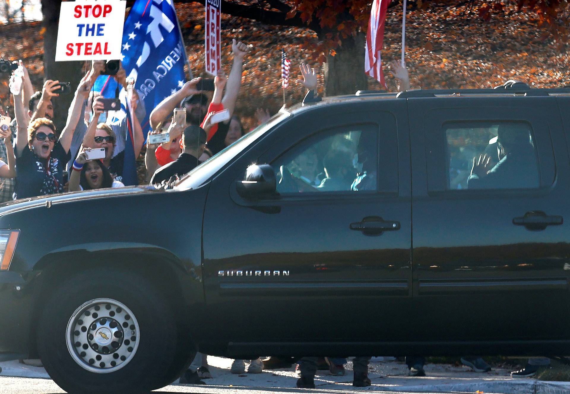 U.S. President Donald Trump leaves the Trump National Golf Club in Sterling