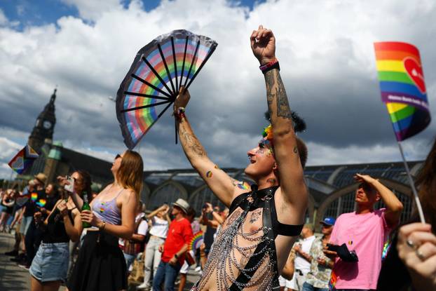 Revellers attend the annual Christopher Street Day (CSD) LGBTQ+ Pride demonstration, in Hamburg