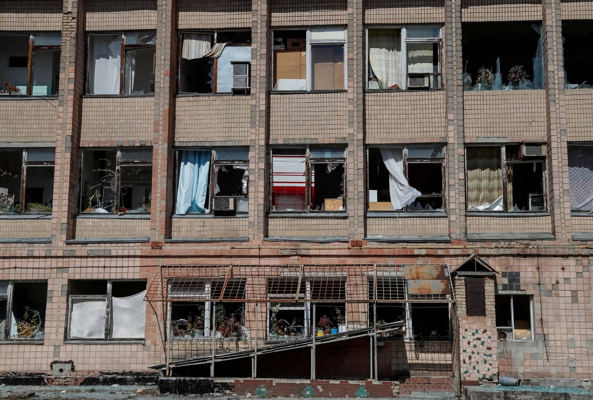 Office building damaged and looted by Russian soldiers is seen near the Chernobyl Nuclear Power Plant in Chernobyl