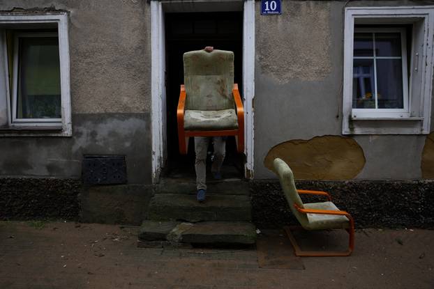 Aftermath of flooding by Biala Ladecka River in Ladek Zdroj