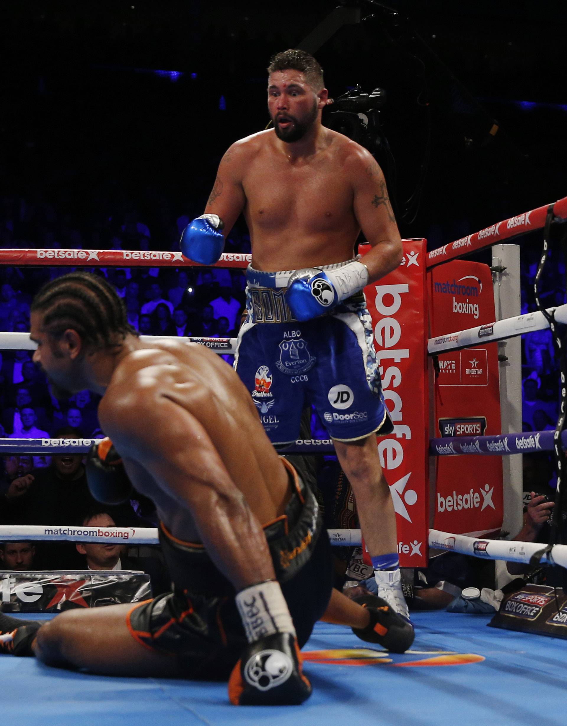 Tony Bellew knocks down David Haye