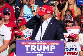 Republican presidential candidate Donald Trump holds a campaign rally in Butler