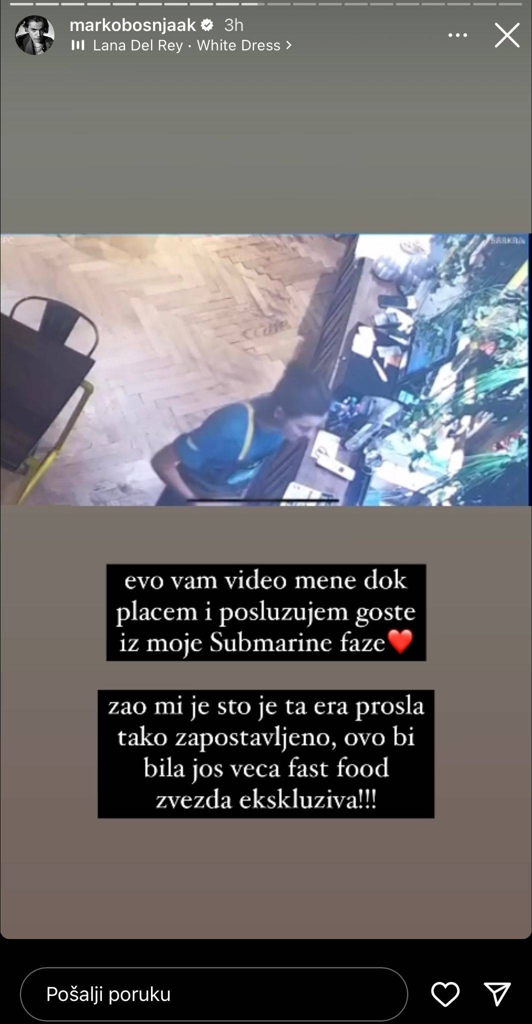 Marko Bošnjak podijelio snimke dok je radio u fast foodu: 'Ovdje plačem i poslužujem goste...'
