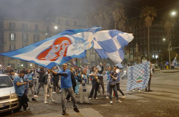 Serie A - Napoli fans celebrate winning Serie A