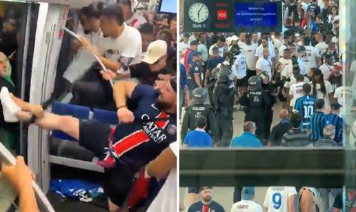 VIDEO Makljaža uoči finala: Huligani se mlatili u minhenskoj podzemnoj, letjele palice i boce