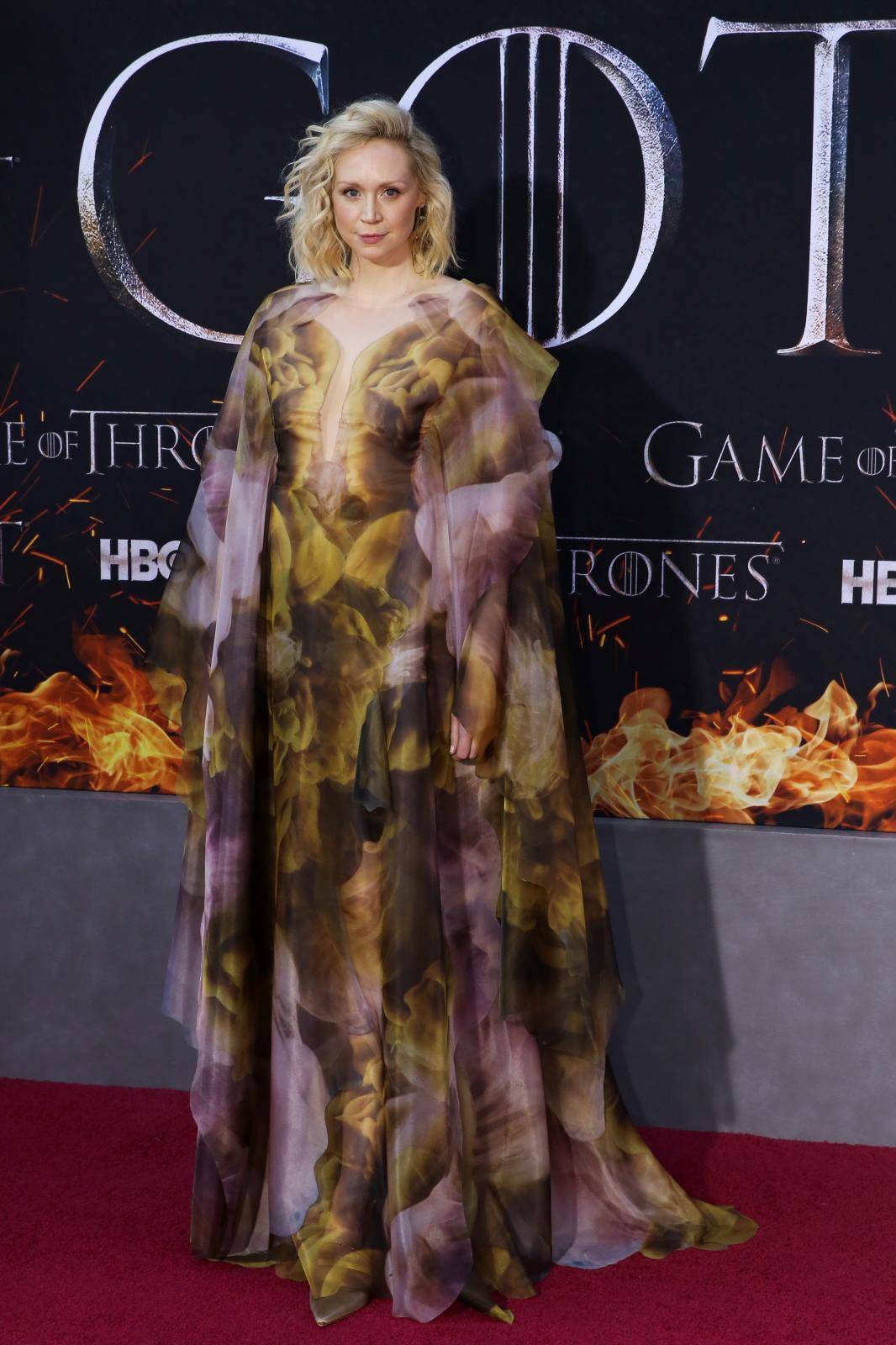 Gwendoline Christie arrives for the premiere of the final season of "Game of Thrones" at Radio City Music Hall in New York