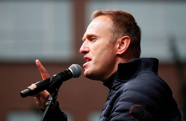FILE PHOTO: Russian opposition leader Navalny attends a rally to demand the release of jailed protesters in Moscow