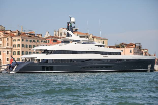 The Yacht "M' Brace" Owned By J. Michael Jordan  Arrives In Venice - 19 Jun 2025