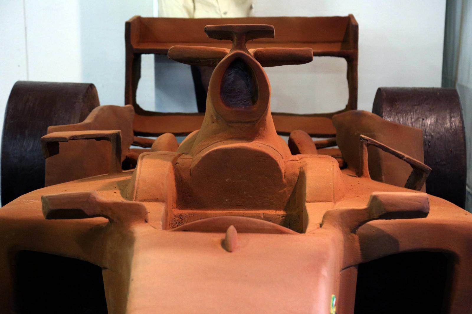 A chocolate reproduction of the Ferrari F2004, the most successful car driven by Michael Schumacher