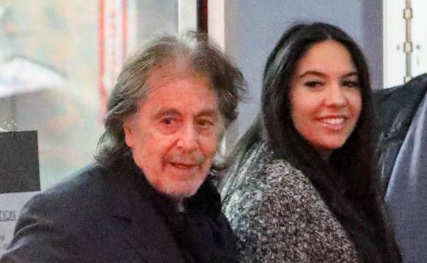 *EXCLUSIVE* The GoodFather: Expectant Parents Al Pacino and Noor Alfallah Emerged Radiant from a Dinner Date with friends on April 8th, 2023.