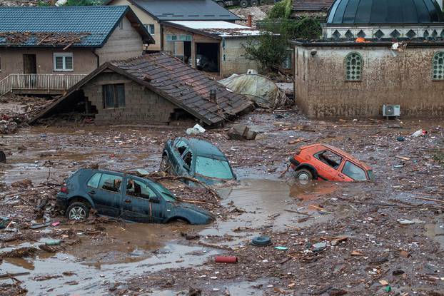 Aftermath of floods and landslides in the village of Donja Jablanica