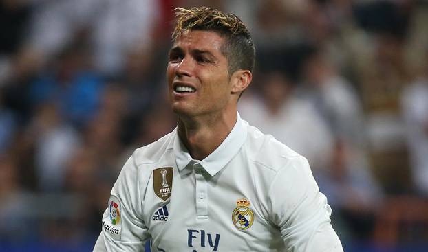 Real Madrid's Cristiano Ronaldo looks dejected after missing a chance to score