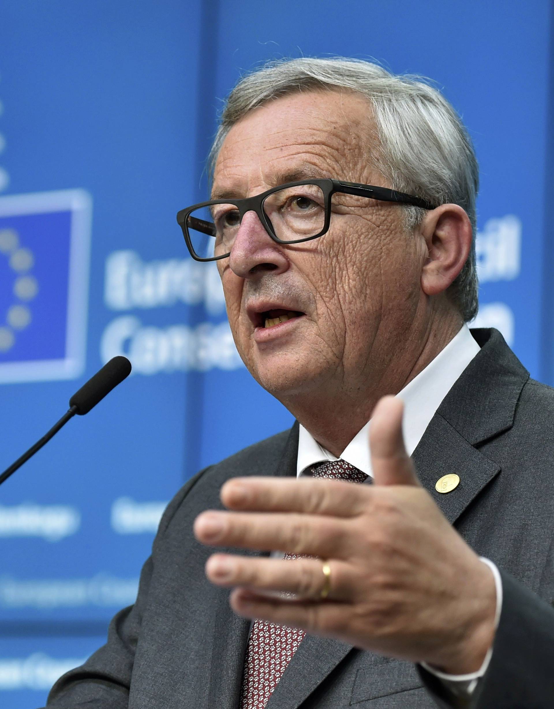 EU Commission President Juncker addresses a press conference after the EU Summit in Brussels