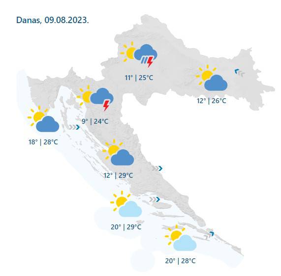 Hladno jutro na kopnu, izmjerili tek 10°C. Na Kvarneru jaki udari bure, na snazi žuti meteoalarm