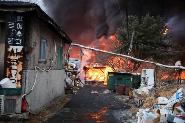 Fire at Guryong village, in Seoul