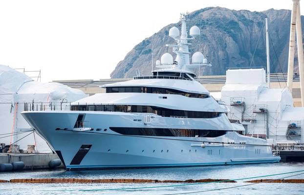 FILE PHOTO: Super yatch "Amore Vero" said to be owned by Rosneft boss, is seen at La Ciotat Port