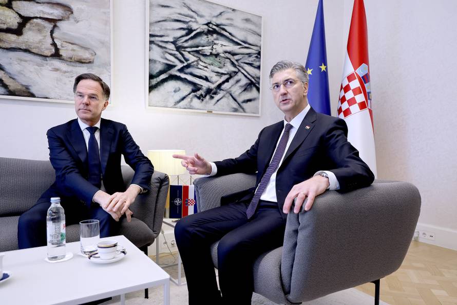 Zagreb: Plenković u Banskim dvorima primio glavnog tajnika NATO-a Marka Ruttea