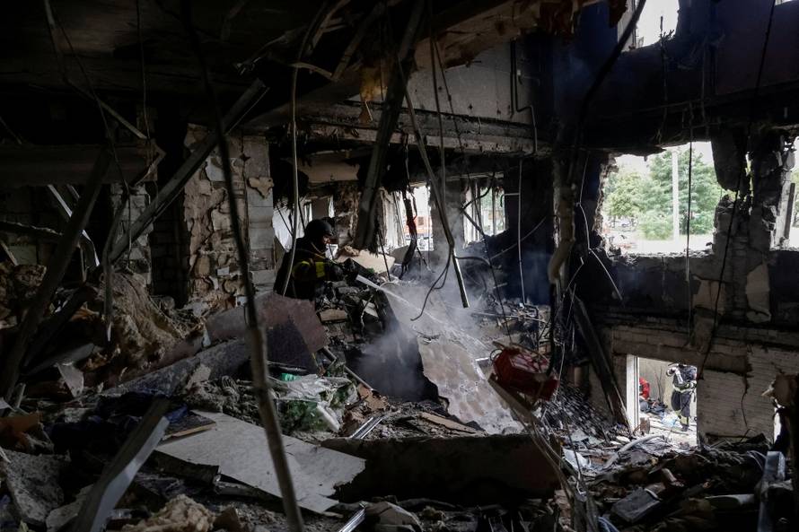 Aftermath of a Russian drone attack in Kharkiv