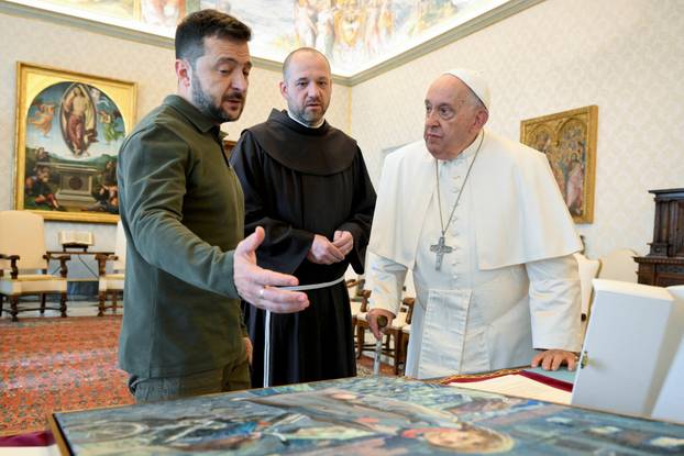 Ukrainian President Volodymyr Zelenskiy meets with Pope Francis at the Vatican