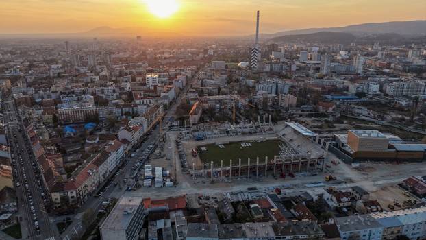 Zagreb: Fotografije iz zraka radova na novom stadionu u Kranjčevićevoj