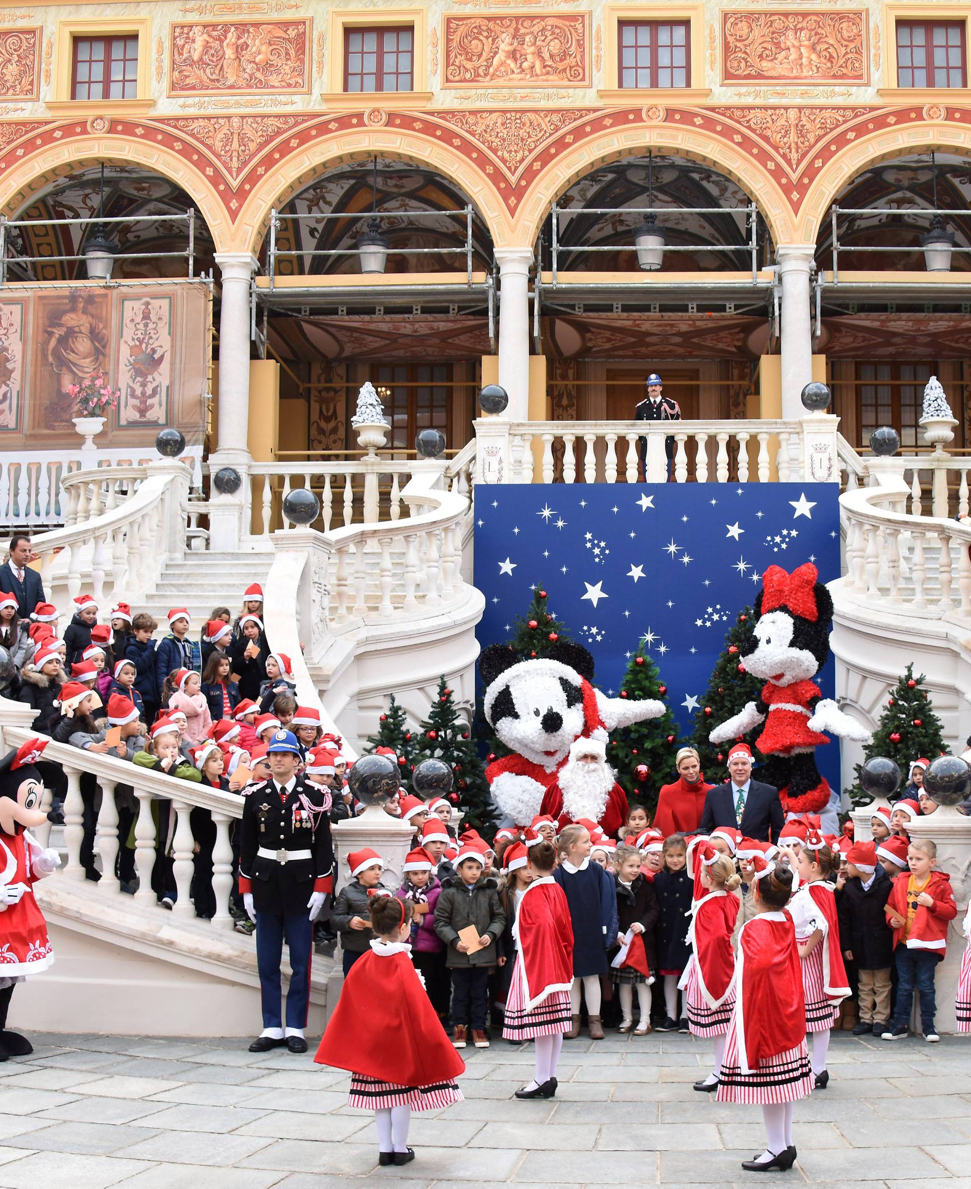 Prince Albert II of Monaco and his wife Princess Charlene attend the traditional Christmas tree ceremony at the Monaco Palace as part of Christmas holiday season in Monaco