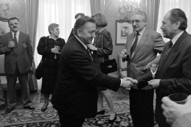 Predsjednik Republike Hrvatske, Franjo Tuđman, upriličio primanje za predstavnike medija, travanj 1991.