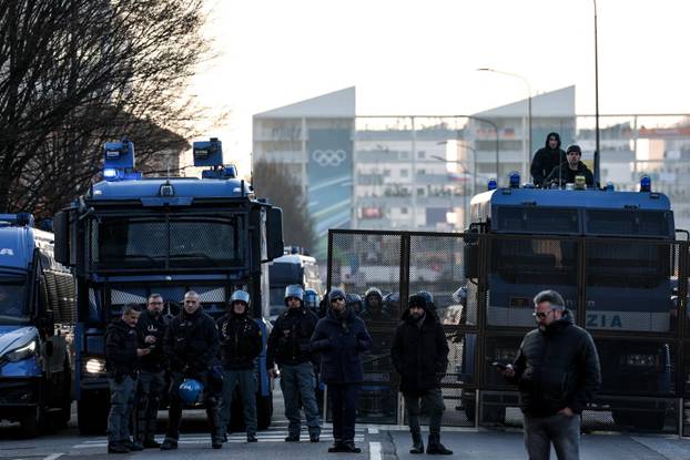 Demonstrators protest the 2026 Winter Olympics in Milan