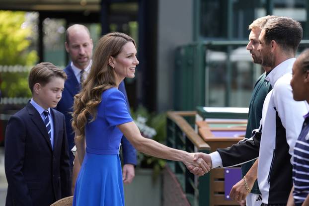 Britain's Prince William and Princess Catherine attend the Wimbledon Tennis Men's finals