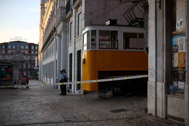 Aftermath of the Gloria Funicular accident in Lisbon