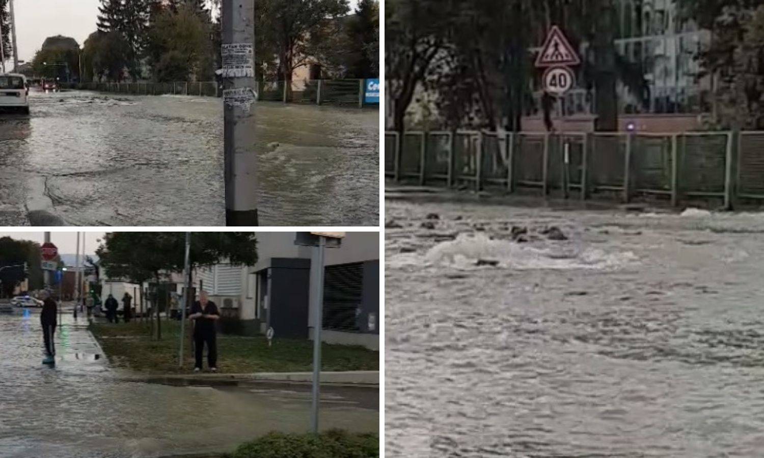 VIDEO U Zagrebu plivale ulice! Voda je tekla satima, na sredini ceste na Trešnjevci je rupetina