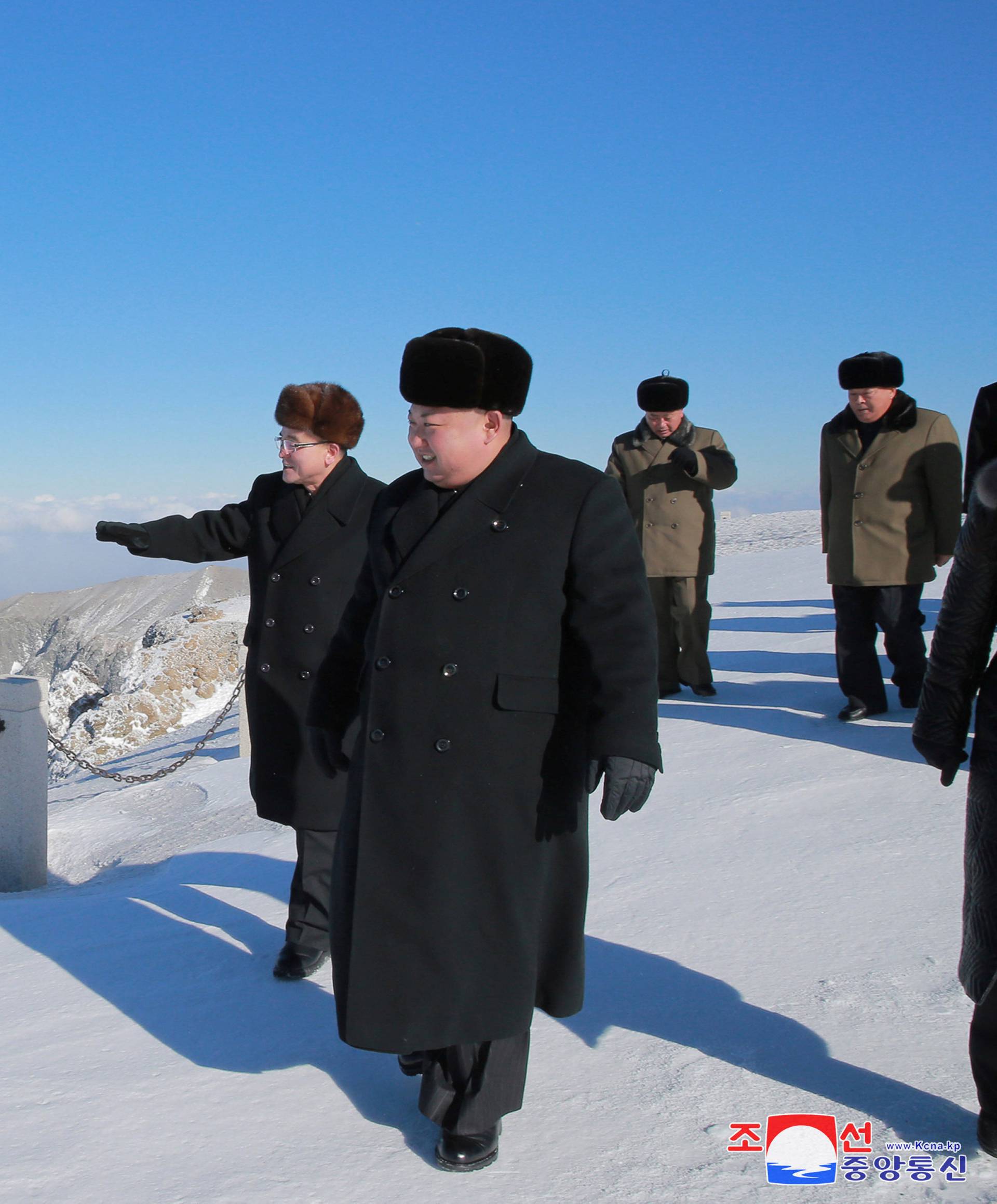 North Korean leader Kim Jong Un visits Mount Paektu in this photo released by North Korea's KCNA