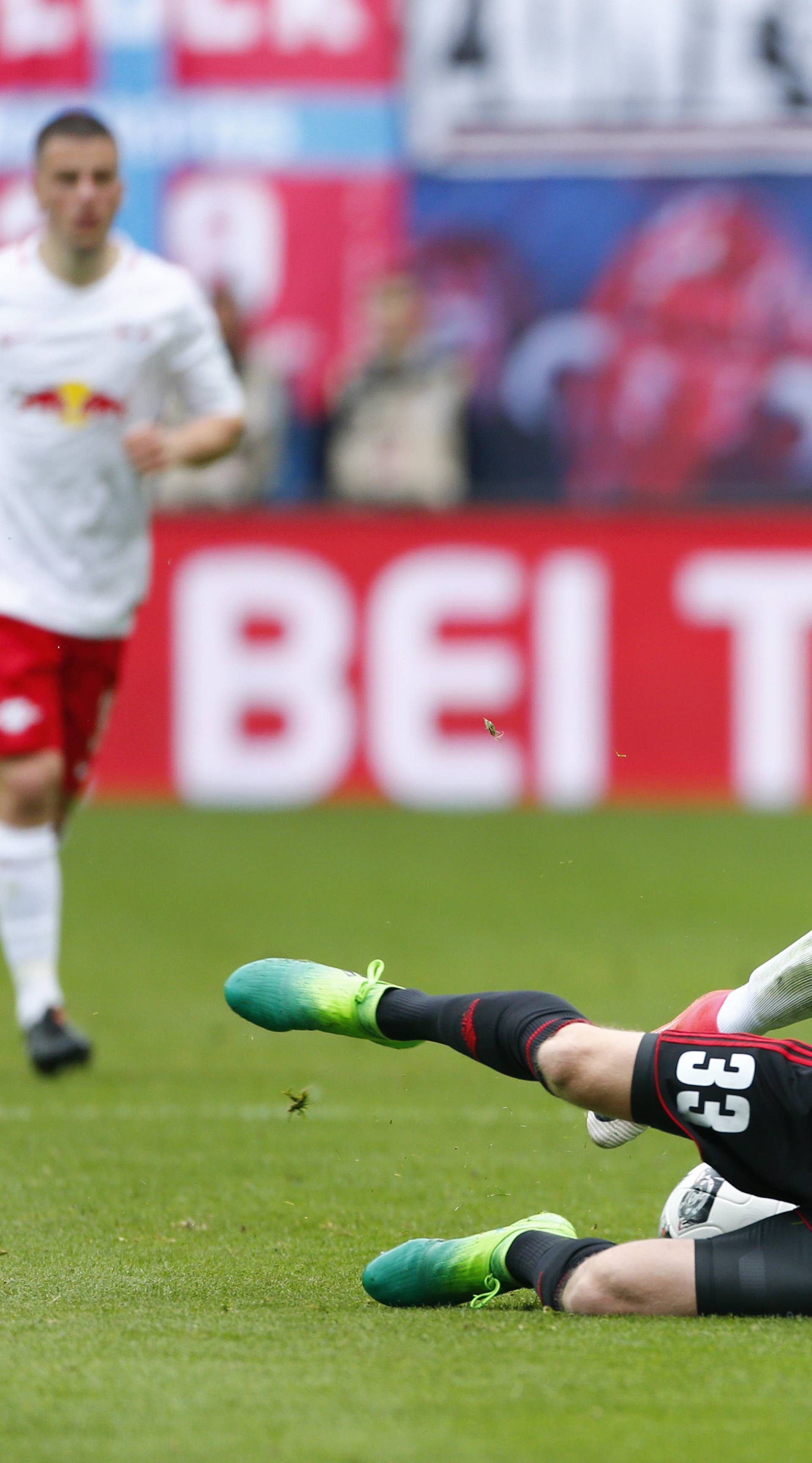 RB Leipzig's Marcel Sabitzer in action with Ingolstadt's Florent Hadergjonaj