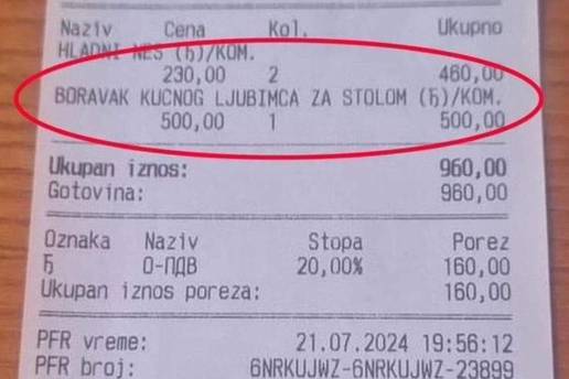 Sjeli u kafić pa ih šokirao račun. Naplatili im 4 € boravak psa za stolom: 'Kako ih nije sramota!'