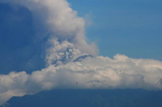 A view of Mount Merapi following an eruption is seen from Sawit village