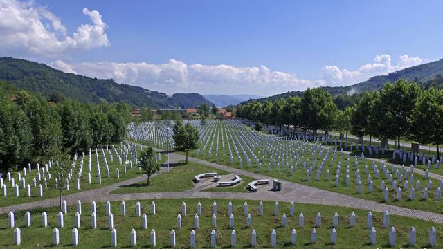 FILE PHOTO: An aerial view of the Memorial Center in Potocari near Srebrenica
