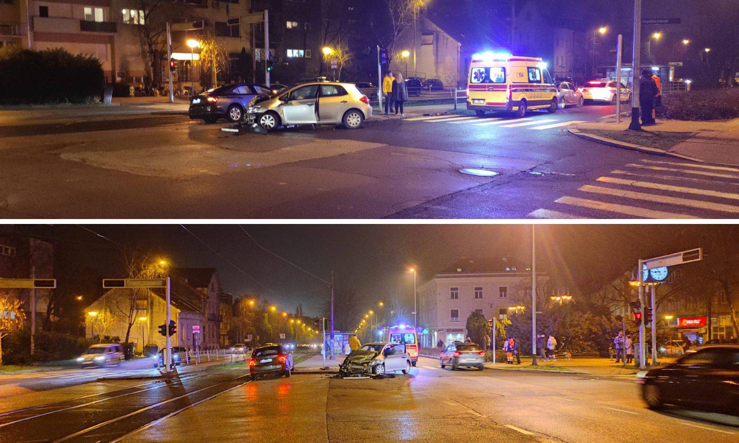 U Zagrebu se sudarila dva auta: 'Jedan je završio na tračnicama'