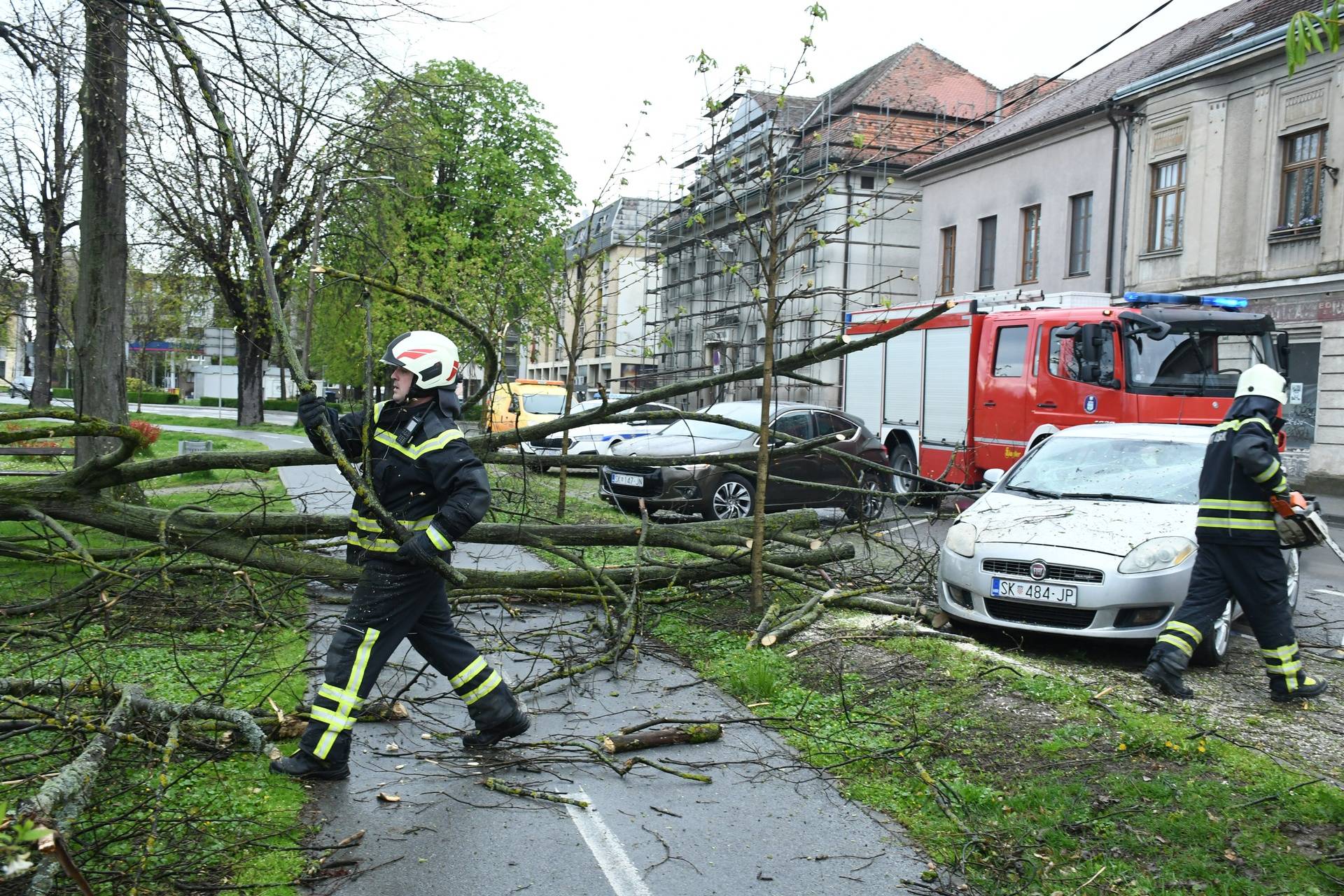 Sisak: Intervenirali vatrogasci nakon što je jaki vjetar oborio  stablo na automobil