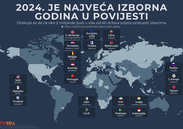 Infografika: 2024. je najve?a izborna godina u povijesti