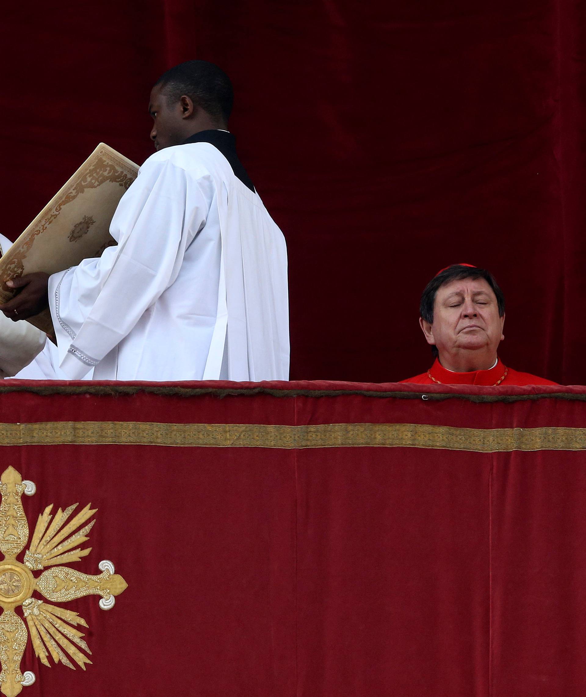 Pope Francis arrives to leads "Urbi et Orbi" (to the city and the world) message from the balcony overlooking St. Peter's Square at the Vatican