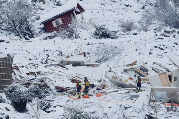 Rescue operation continues after a landslide in Ask